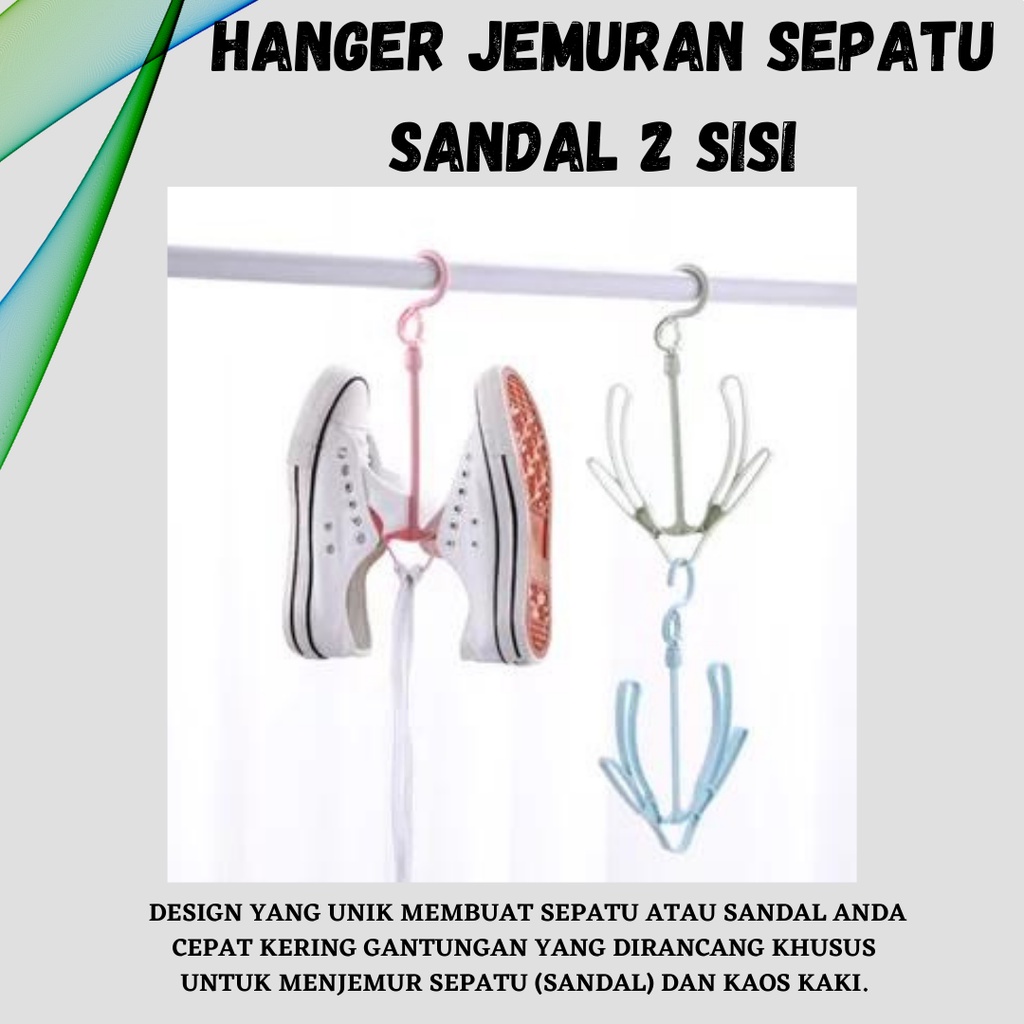 TERBARU!!!! Hanger Multifungsi Jemuran Sandal / Jemuran Sepatu / 2 Sisi Gantungan Warna