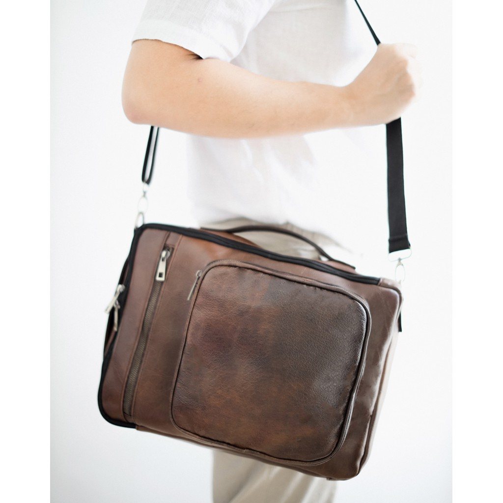 BALTIMORE Coklat Tas Selempang Laptop 12 13 14 inch Pria  Kantor Kulit  Premium from The Daily Smith