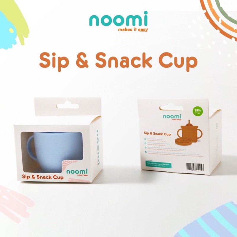 Noomi Silikon Training Cup Straw + Snack Cup 2in1 Gelas Minum Sedotan dan Wadah Camilan Snack Bayi Anak