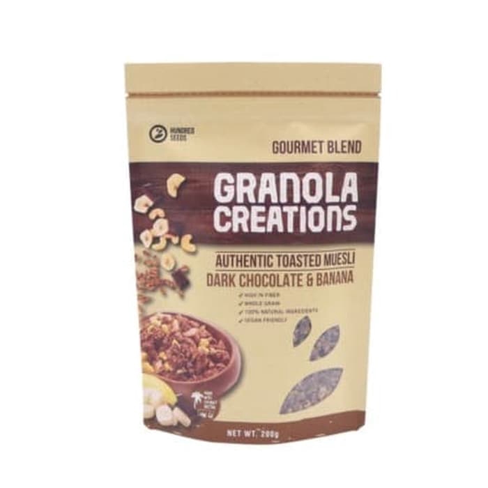 

HUNDRED SEEDS - GRANOLA CREATIONS DARK CHOCOLATE AND BANANA 200GR