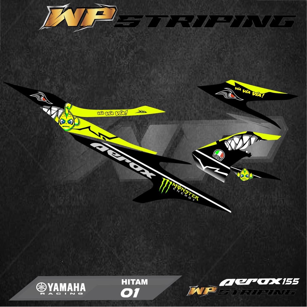 Stiker Striping AEROX 155 - Stiker Sticker Variasi List Skotlet Motor YAMAHA AEROX 155 - SHARK 01