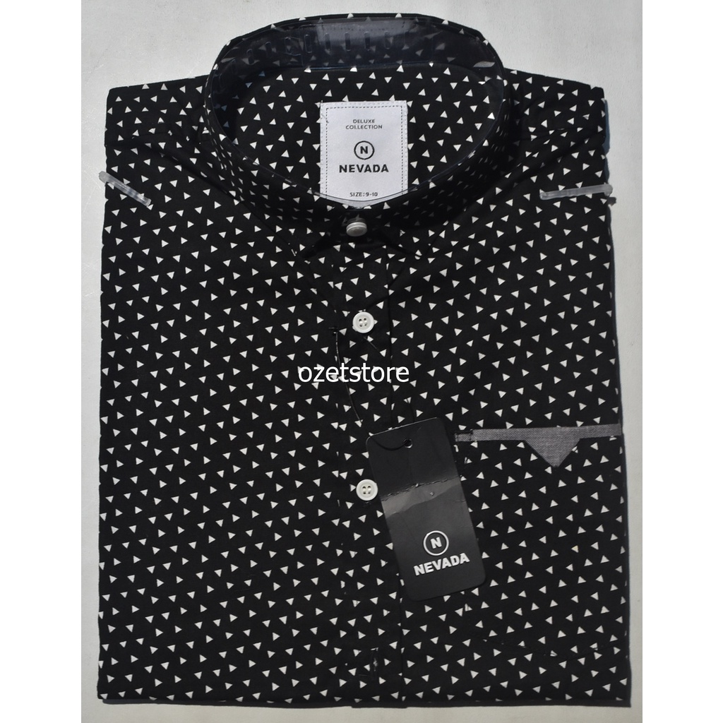 Kemeja anak Nevada Lengan Pendek Hitam Motif KNR23 ORIGINAL