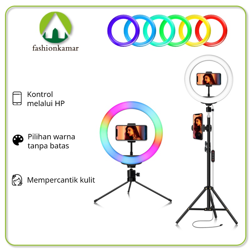 Ringlight Rainbow Ukuran 26CM &amp; 33CM RGB Video, Vlog, Kualitas Terbaik