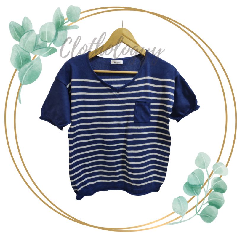 kaos rajut wanita lengan pendek