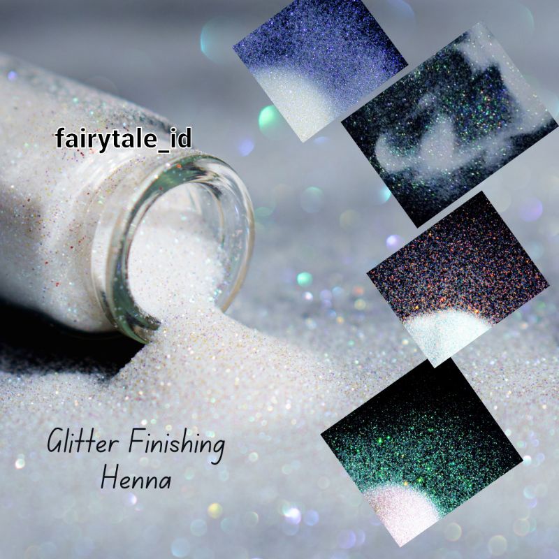 Glitter Finishing Henna Halus I Glitter Putih Rainbow kemasan pot 10gr Size 0,2mm