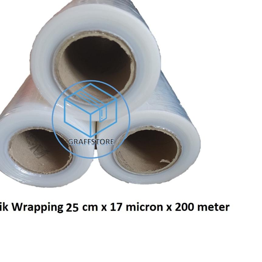 

Plastik Wrapping 25 cm x 17 Micron x 200 meter / Stretch Film Tebal transparan plastik wrap original