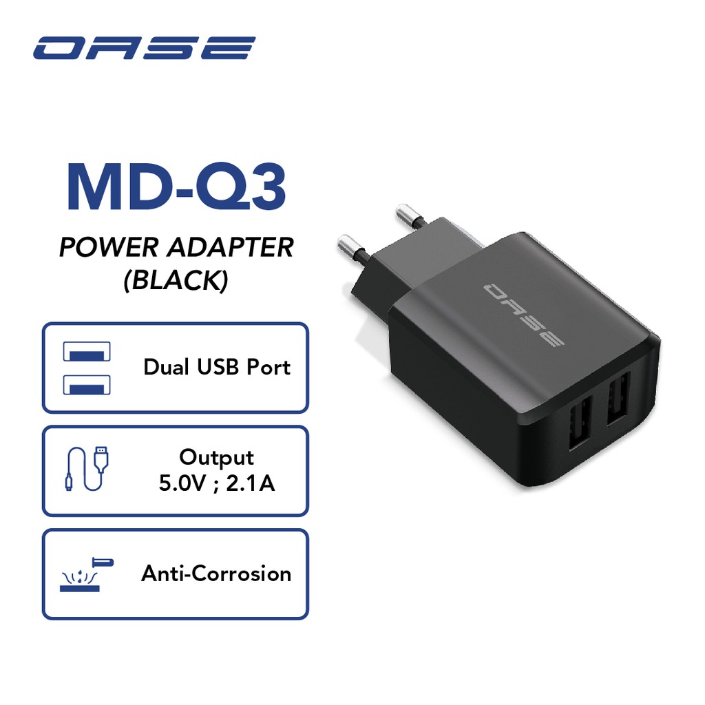 OASE Charger Original 2 USB Port Fast Charging Adaptor All