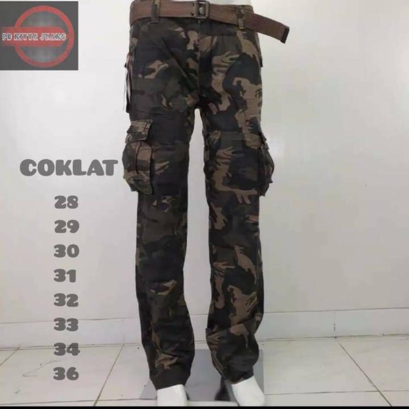 CELANA DISTRO PRIA CARGO PANJANG MOTIF LORENG