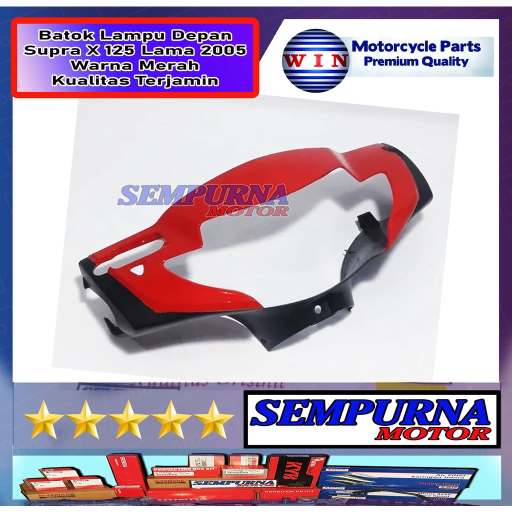merek Win Kualitas Original Batok Lampu Depan atau Cover Lampu Supra X 125 Lama 2004 Warna Merah