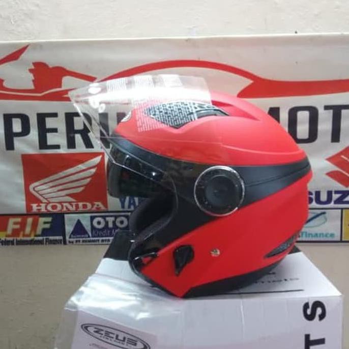 Barang Berkualitas Helm Helmet Halface Zeus 610 Matte Red Merah Doff Drained Studd PROMO | CUCI