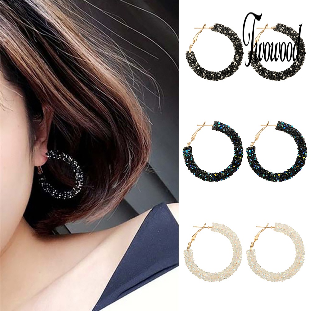 Anting Hoop Bentuk Bulat Gaya Elegan Untuk Wanita