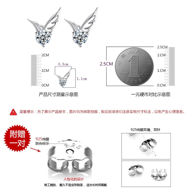 925 sterling silver asli anting-anting wanita fashion perhiasan anting [tidak ada alergi dan tidak memudar]-3