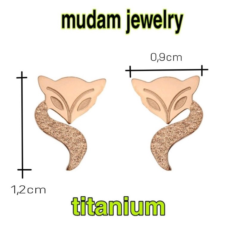 Anting Titanium Fox ( Rubah ) Rose Gold