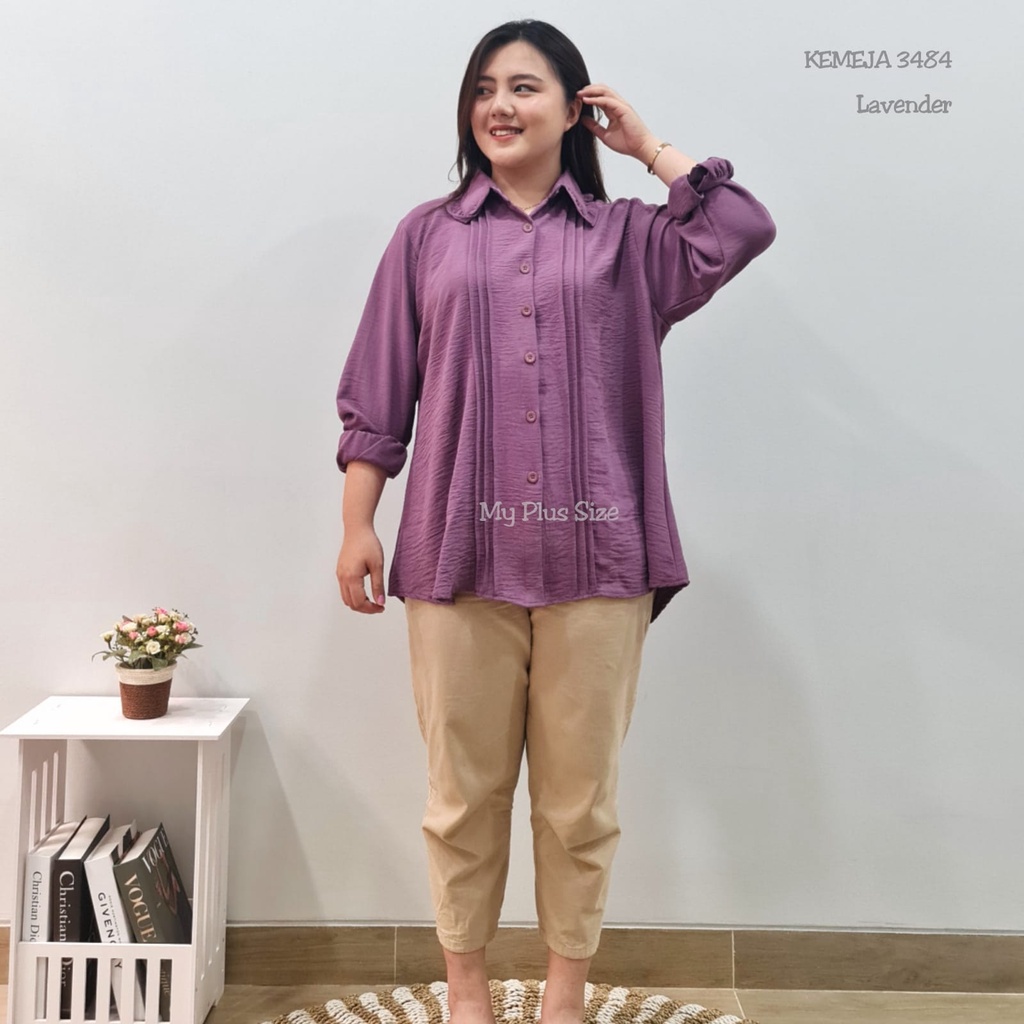 Kemeja Super Jumbo Wanita 3484, Ld 125, 130 &amp; 145 cm