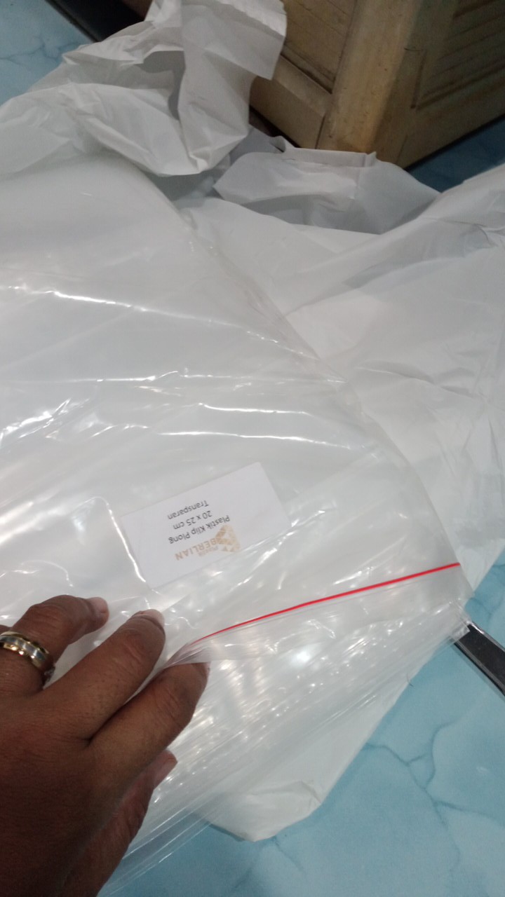 Plastik Klip Plong 20x25 + 5 Cm Putih Plastik Packaging Hijab Isi 100