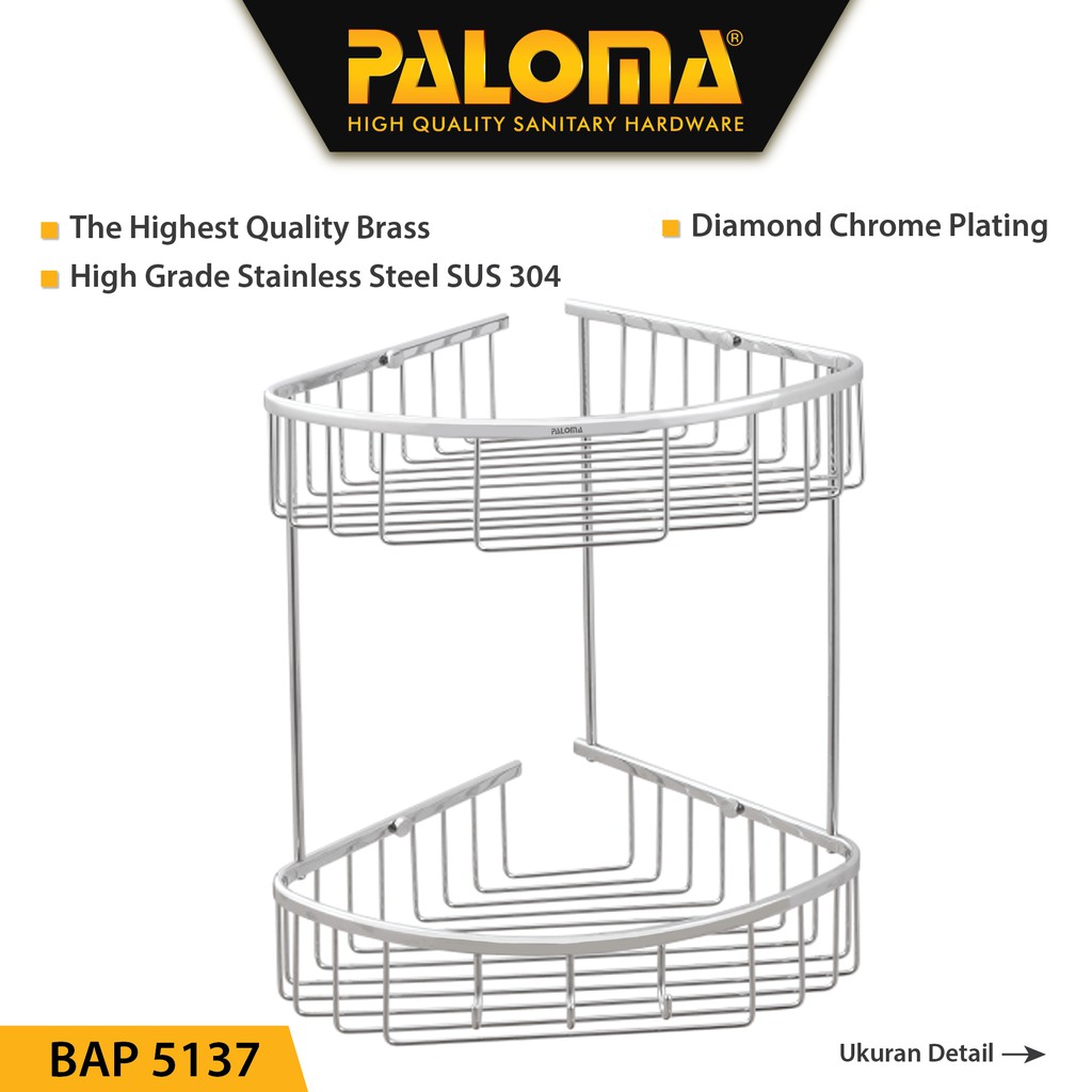 PALOMA BAP 5137 Rak Sudut Tempat Sabun Susun Dinding Toilet Mandi