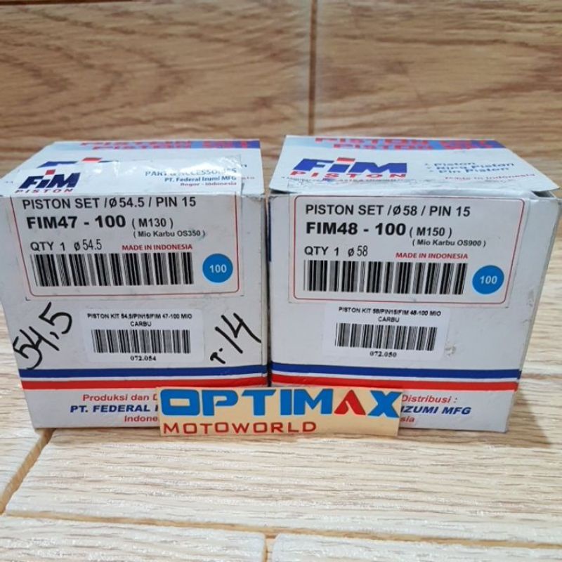 PISTON SET KIT FIM MIO CARBU KARBU 54,5 PIN 15 DAN 58 PIN 15 original FIM