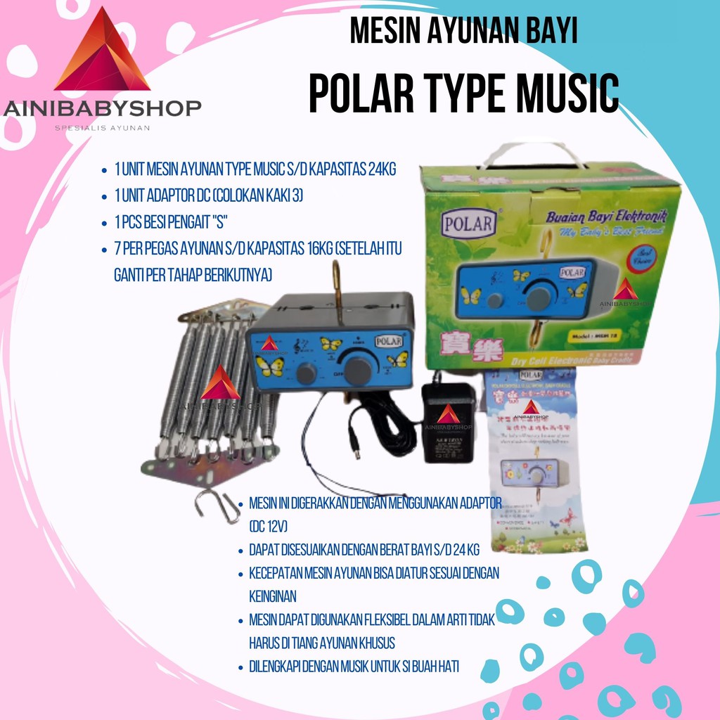 Mesin Polar Musik/AYUNAN LISTRIK BAYI POLAR MUSIK BUTTERFLY DESIGN#ainibabyshop