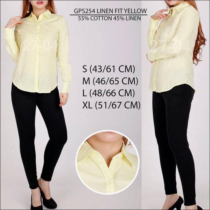 KEMEJA WANITA GAP 254 LINEN FIT YELLOW