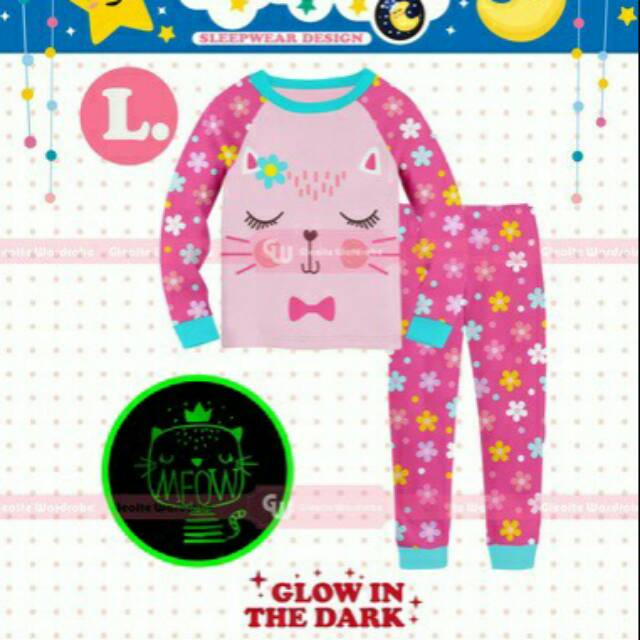 Piyama anak GW 268 Kitty Glow in the Dark