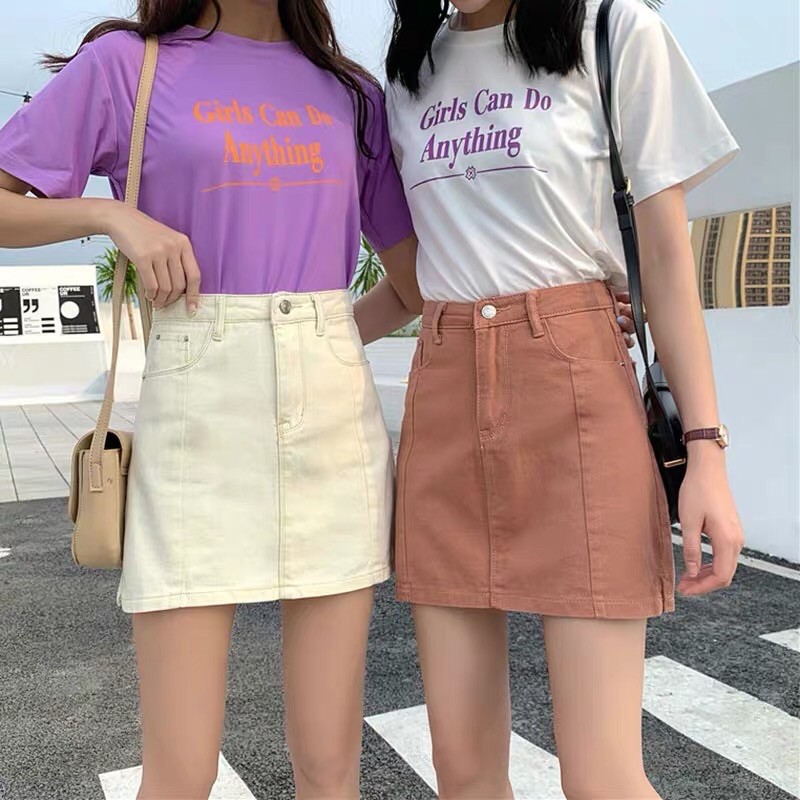 rok jeans denim wanita putih premium