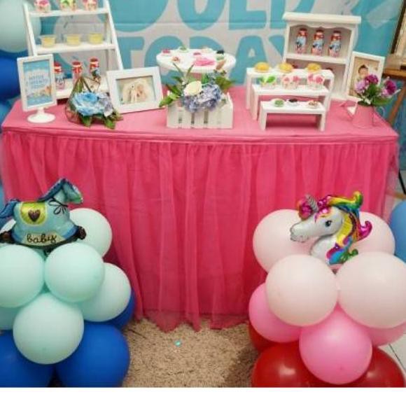 Sale ZRK Dekorasi meja ultah prasmanan lapis tile polos tinggi 75cm hordeng gorden dapur kolong meja