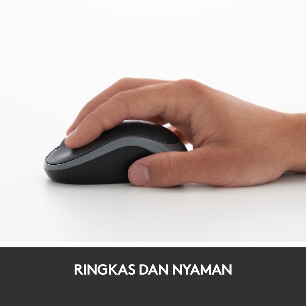 Logitech M185 Mouse Wireless Compact untuk Windows, Mac, ChromeOS