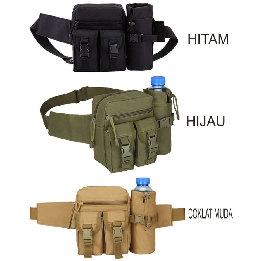 Tas Pria Pinggang Dengan Tempat Botol Army