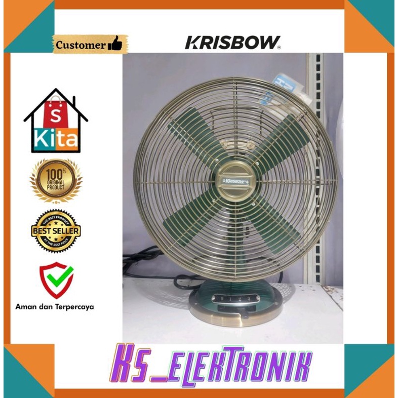Kipas Angin Vintage Krisbow 14 inci/Kipas angin meja/Kipas angin lantai/Tabel fan