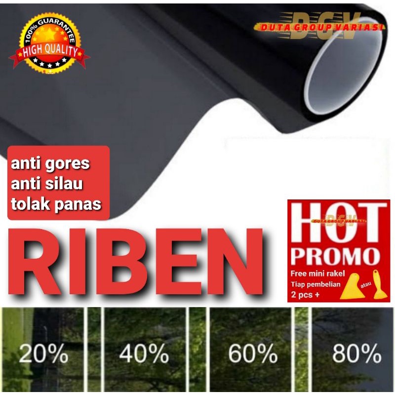 SALE.!! riben (hitam) kaca film mobil rumah ruko kantor gedung dll gelap dari luar terang dari dalam