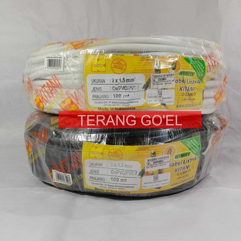 KITANI KABEL SERABUT TEMBAGA MURNI NYMHY &amp; NYYHY 2 X 1,5 X  100METER // KABEL SERABUT TEMBAGA MURNI 2 X 1,5 X 100 METER  KITANI