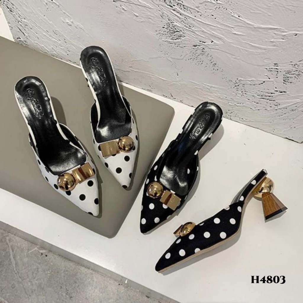 RESTOCK WYN HIGH HEELS SLOPE POLKADOT H4803