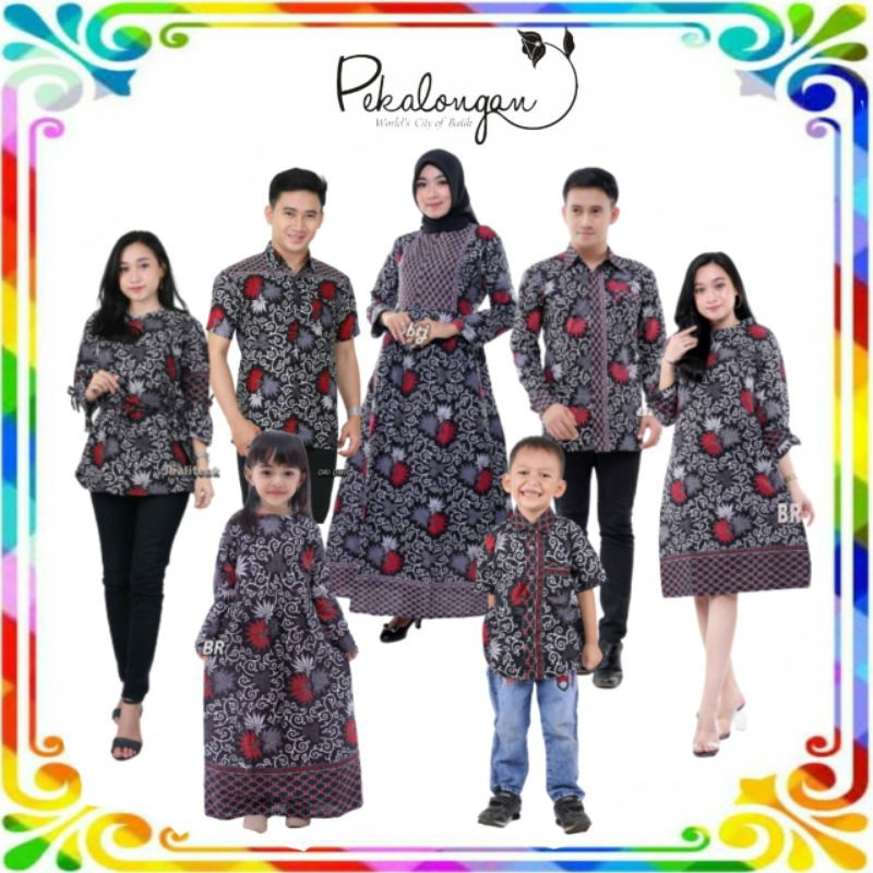 BAJU BATIK COUPLE KELUARGA TERLENGKAP MOTIF KEMBANG LANGIT / HARGA