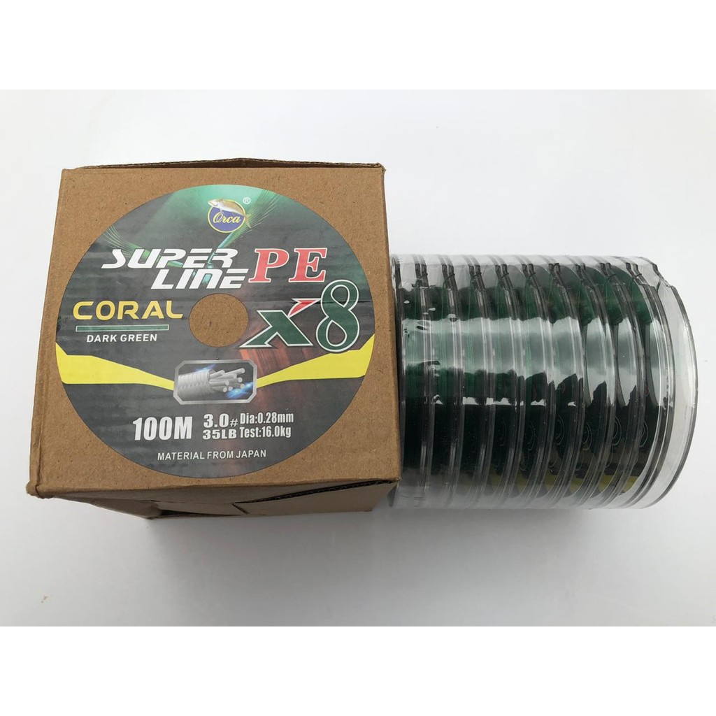 Senar PE 3.0 X8 Orca Coral Warna Dark Green Connecting Omah Pancing Shop