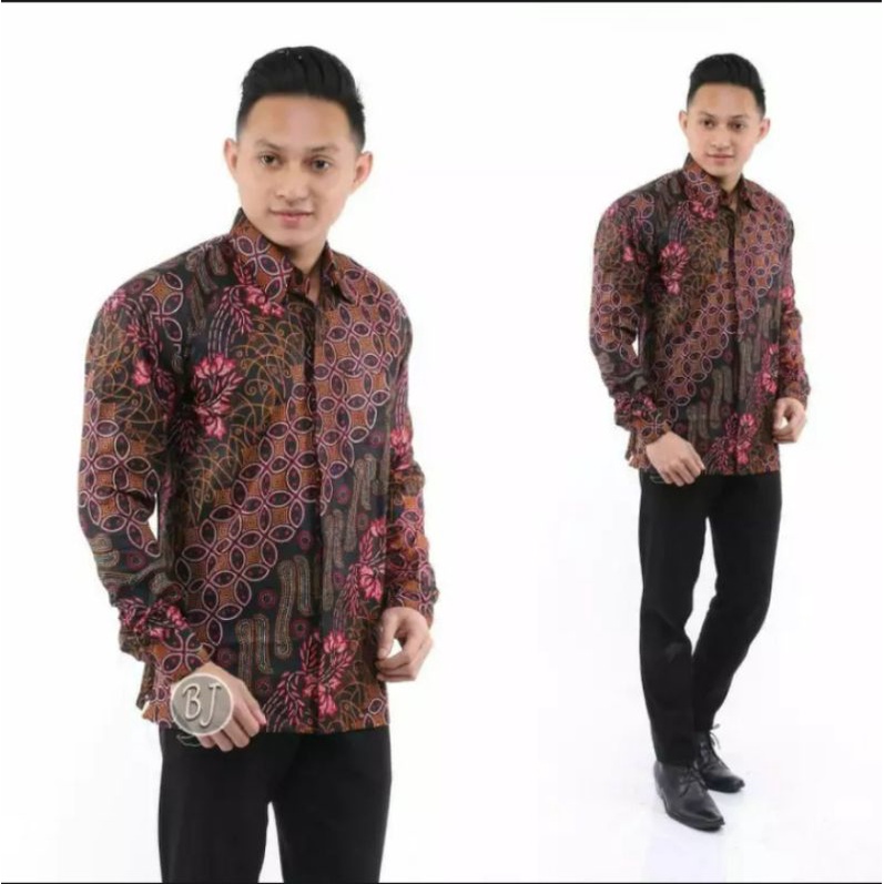 Kemeja Batik Pria Motif Seno Kawong HIJAU BOTOL  Ukuran M, L, XL, XXL, 3XL