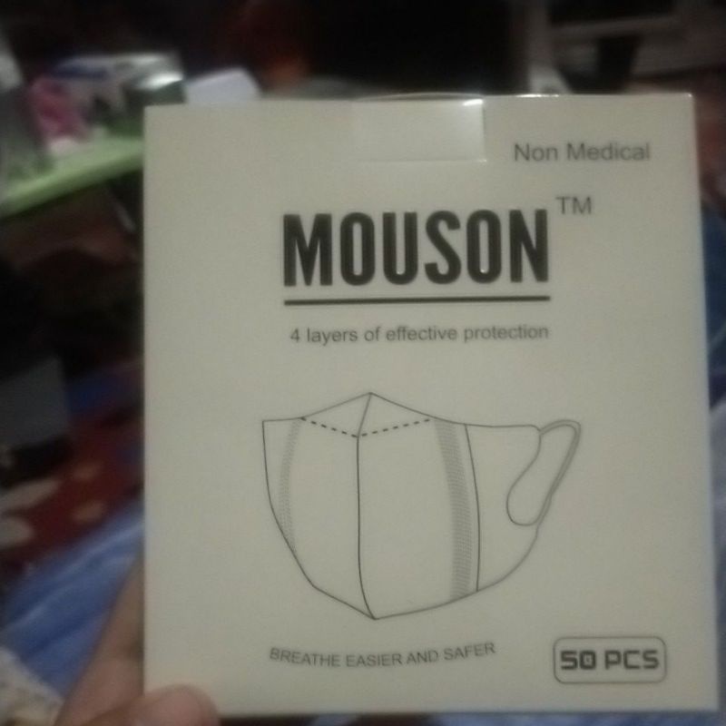 mask mouson hitam atau masker Mouson putih 50 pcs