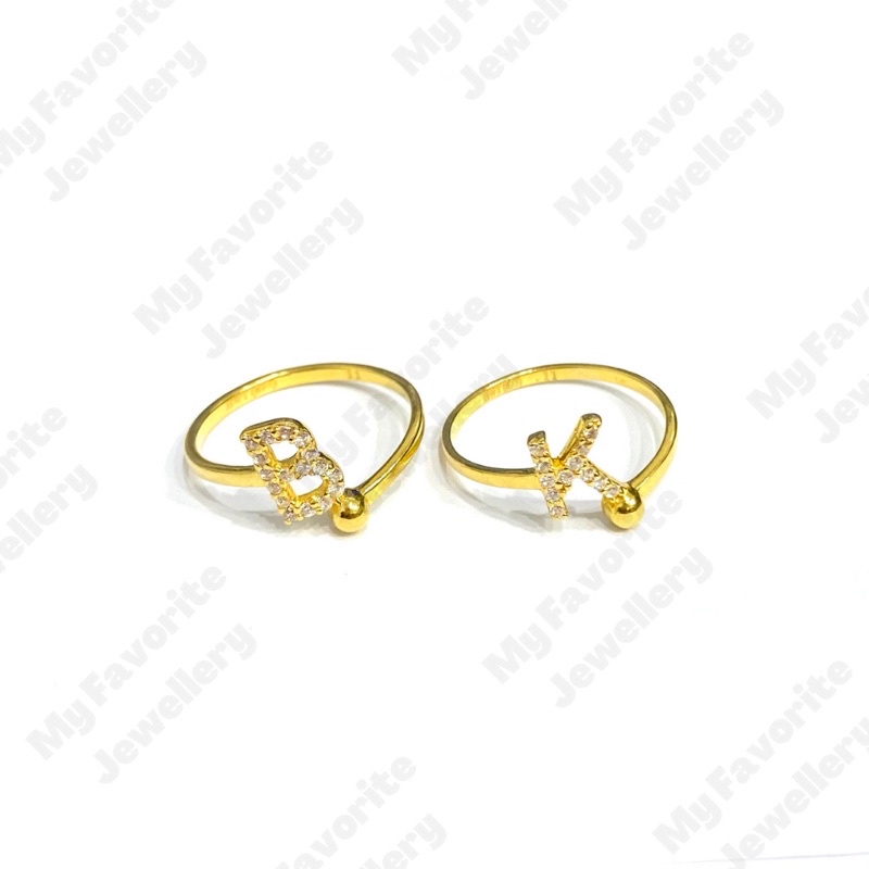 Cincin Silang Huruf B Uk10.5 dan K Uk11 Emas Asli Kadar 875