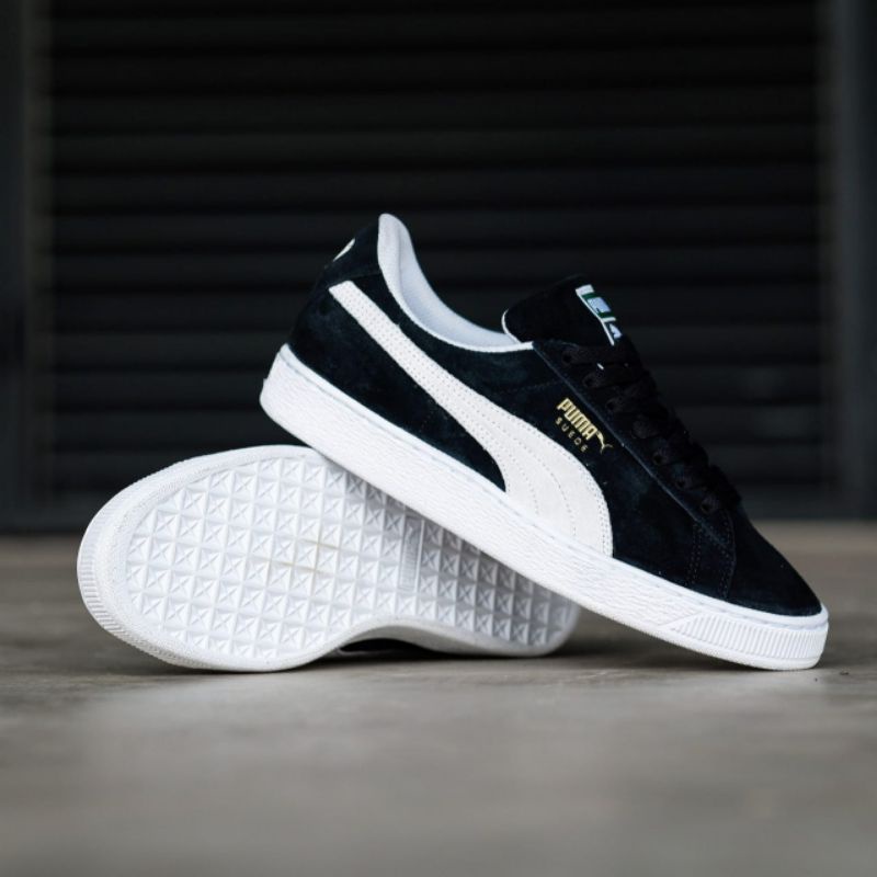 Puma suede black white padding white
