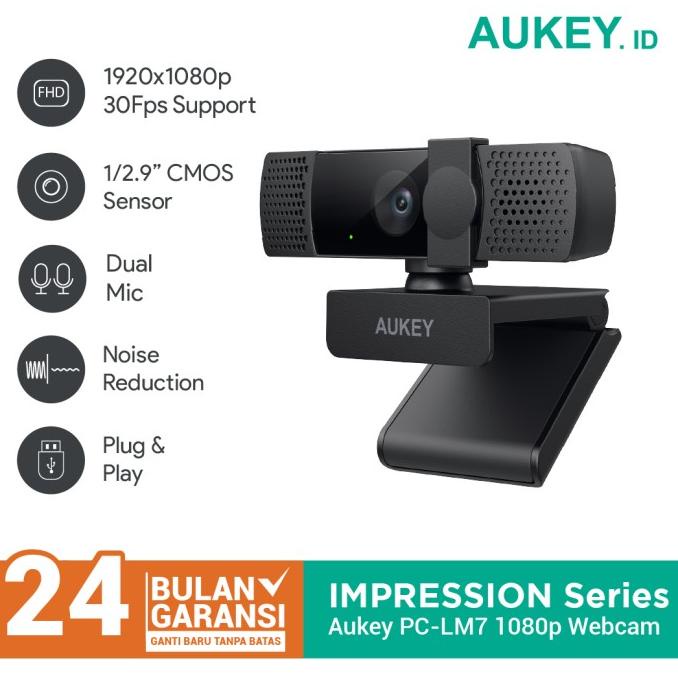 Ready stock] Aukey Webcam PC-LM7 Overview Full HD Video 1080p - 500906