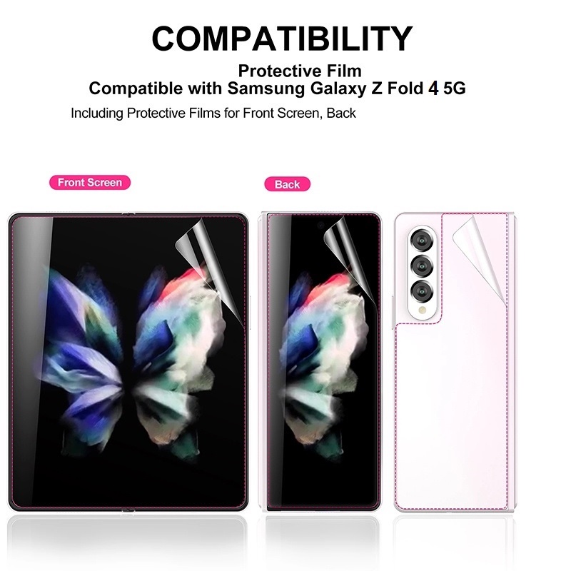 Pelindung Layar Samsung Galaxy Z Fold 4 paket 4 in 1 bahan hydrogel Versi Bening dan Matte (Premium)