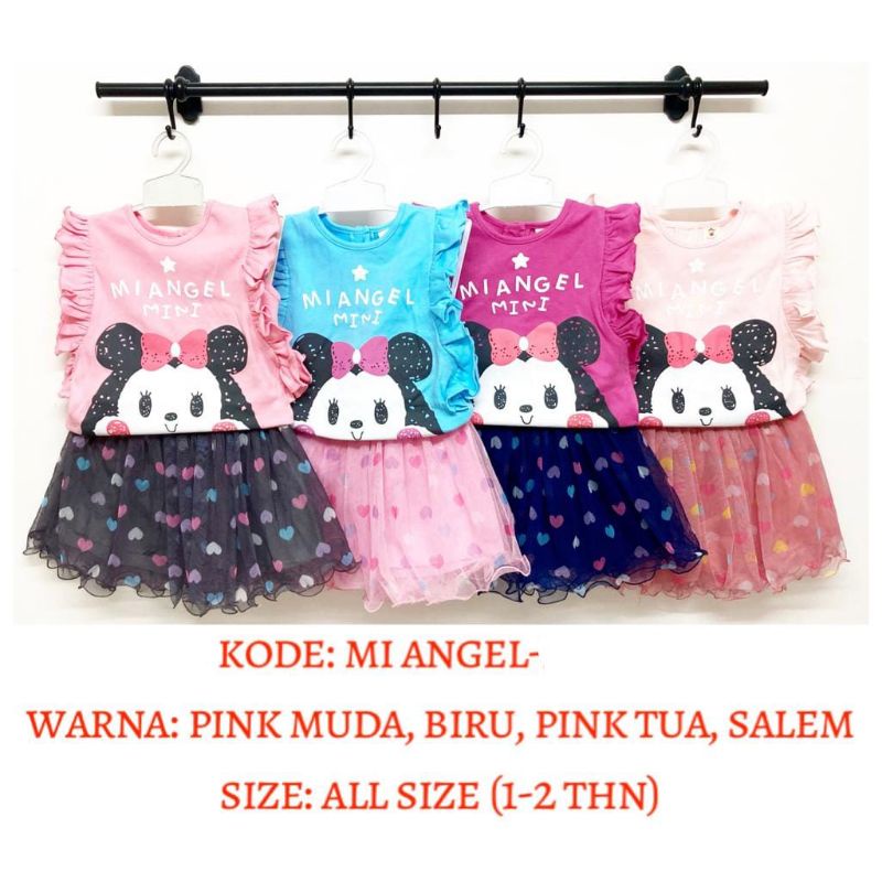 setelan mi angel// set rok anak// set rok baby//dress anak//dress ultah anak