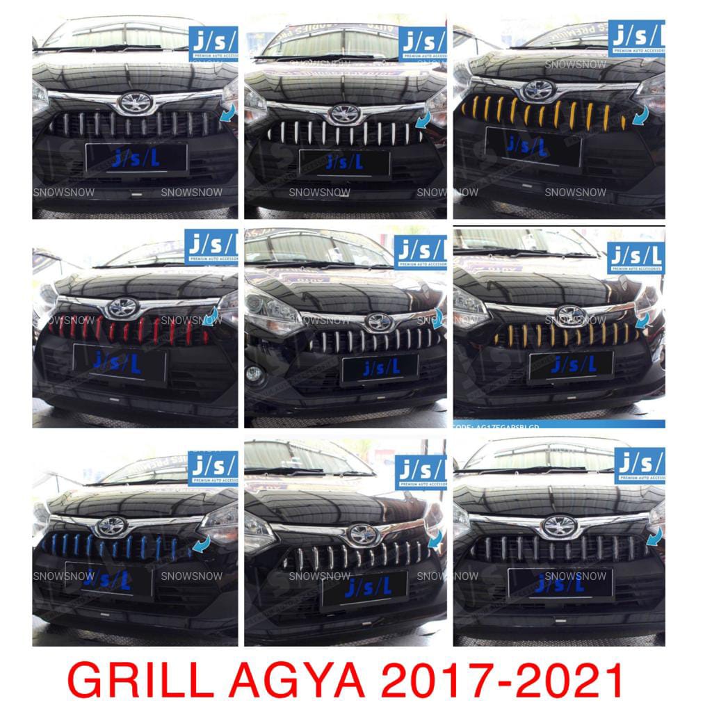 Grill Depan Agya 2017 2020 2022 Appolo Hitam List Silver Merah Kuning Abu Gold Biru Chrome Putih