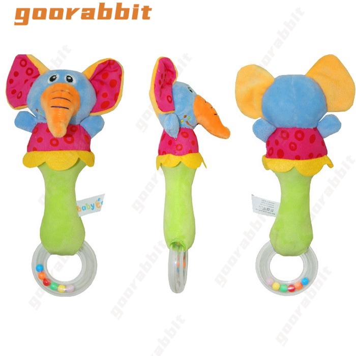 Mainan Rattle Genggam Bentuk Boneka Plush Hewan Dengan Suara Untuk Bayi 3 / 6 / 9 / 12 Bulan