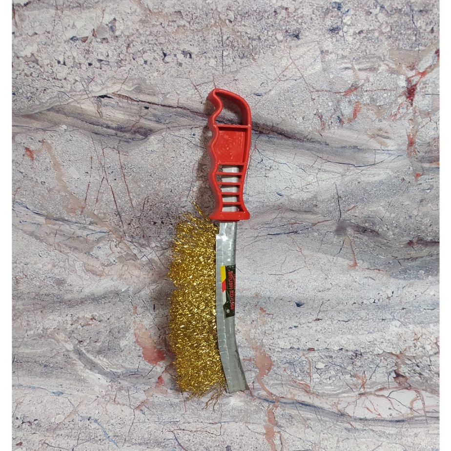 XANDER Sikat Kawat Besi Model Lengkung Sikat Kawat Gagang Plastik Sikat Kawat Besi