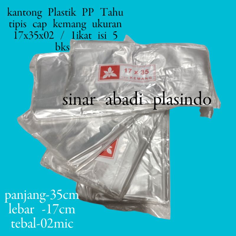 Kantong Plastik Tahu Uk 20X40-17X35-15X35, 0.2 , ( Isi 5 bks) Plastik tahu Bening