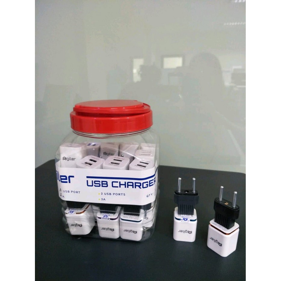 AGILER USB Charger Adaptor - Kepala Charger 2 USB Port And Max 2.1 A