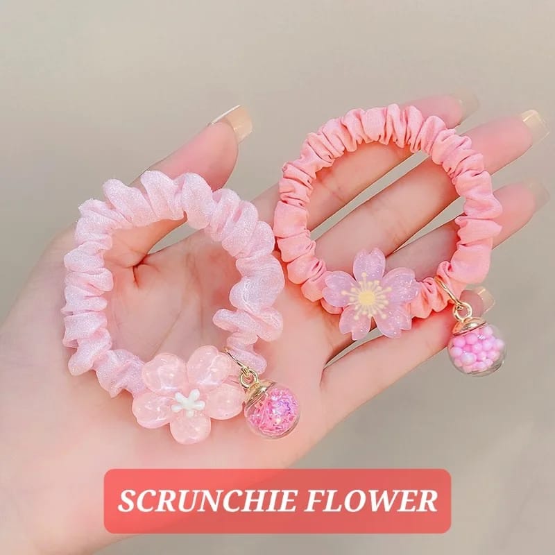 BAJUKIDDIE SCRUNCHIE FLOWER KARET RAMBUT ALA JEPANG KOREA AKSESORIS FASHION CEPOL PONYTAIL LUCU