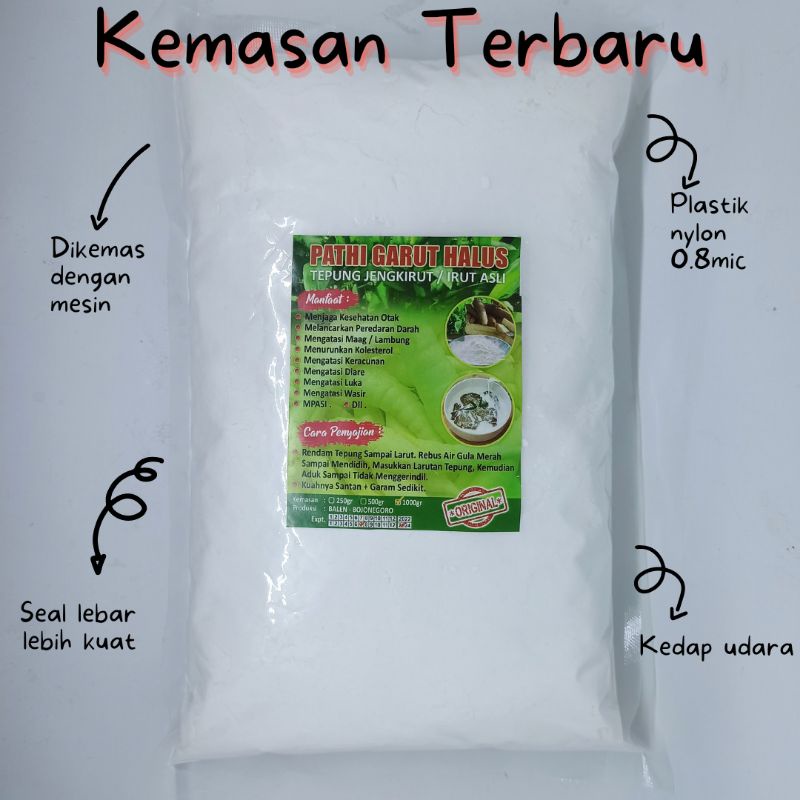 tepung garut 1kg / tepung pati garut / tepung garut / pati garut / aroowroot / aroowroot powder / tepung pati garut / jengkirut / irut / jenang gemi  / obat maag / obat asam lambung / obat sakit perut / obat maag / obat gerd / obat lambung / obat herbal