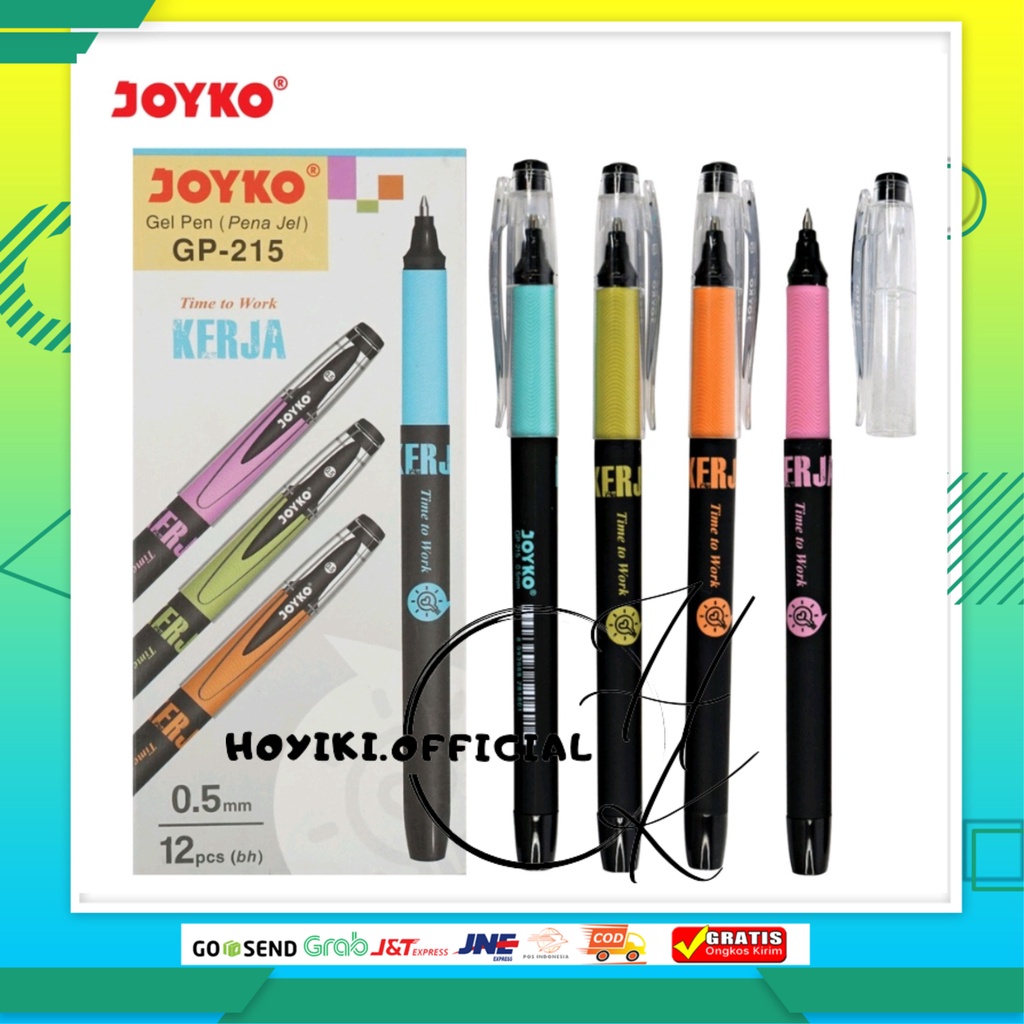 

Pulpen Gel Pen Joyko GP-215 / 1 Box isi 12 Pcs Ballpoint Pena Pen Tinta Warna Hitam