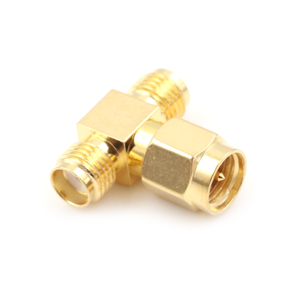 【Theredsunrisesiwy.id】SMA Male to 2 Double SMA Female T Type RF Coaxial Connector SMA Plug to Jack 3 Way